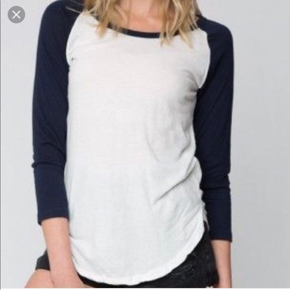 Brandy Melville Navy and White baseball tee